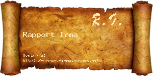 Rapport Irma névjegykártya